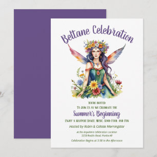 Invitation Fête de Sabbat Florale de Fée d'Été de Beltane