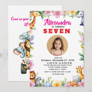 Invitation Fête de safari à l'aquarelle tendance pour enfants