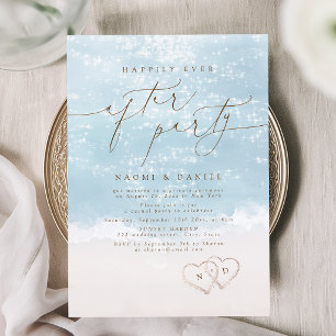 Invitation Fête de script moderne Sables Cœurs Heureux À Tout