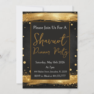 Invitation Fête de Shavuot Or Noir Luxe Moderne