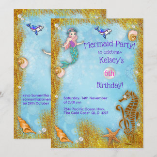 Invitation Fête de sirène fantastique sous l'océan