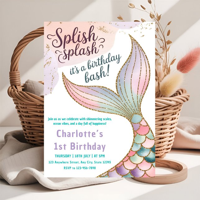 Invitation Fête de Sirène Sous l'Océan (Créateur téléchargé)