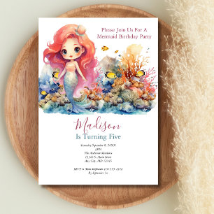 Invitation Fête de Sirène Tendance Populaire Anniversaire Pet