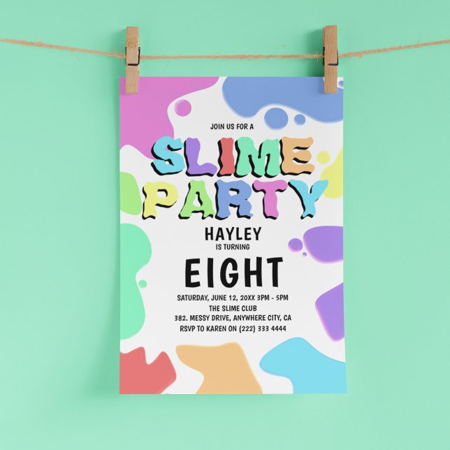 Invitation FÊTE DE SLIME Anniversaire pour Enfants (Créateur téléchargé)