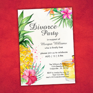 Invitation Fête de soutien au divorce Cocktail d'été tropical