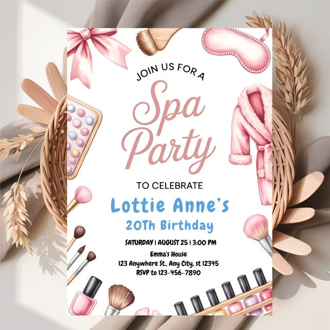 Invitation Fête de Spa Rose Élégant (Créateur téléchargé)