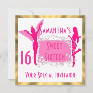 Invitation Fête de sweet sixteen rose