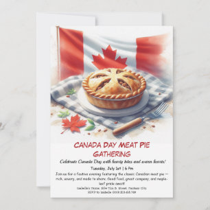 Invitation Fête de tarte à la viande au charme rustique   Fêt