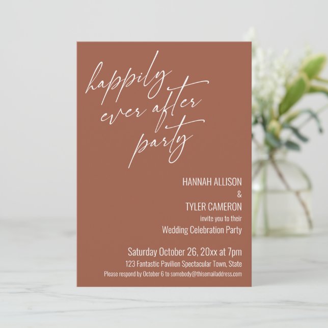 Invitation Fête de Terracotta de Mariage Heureux (Debout devant)
