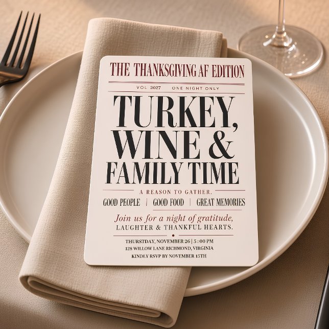 Invitation Fête de Thanksgiving AF dans un journal - Invitati (Créateur téléchargé)