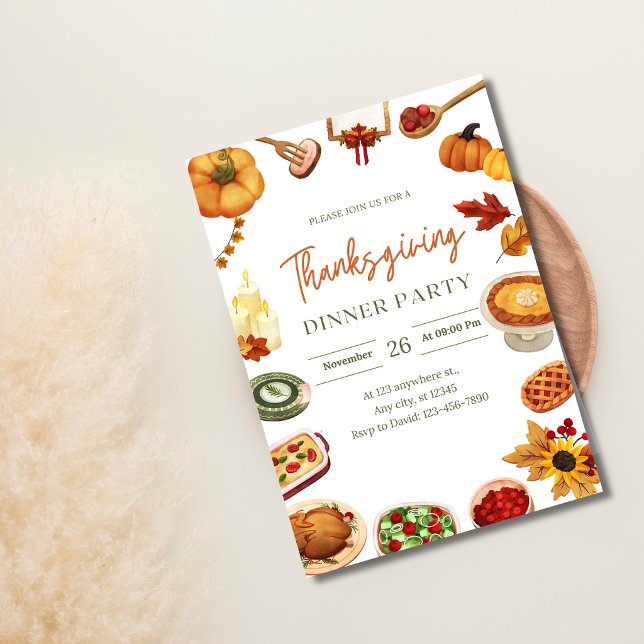 Invitation Fête de Thanksgiving aquarelle (Créateur téléchargé)