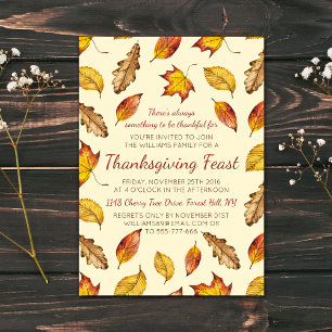 Invitation Fête de Thanksgiving - Choisissez votre couleur