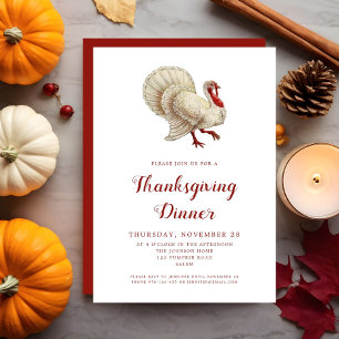 Invitation Fête de Thanksgiving de dinde vintage