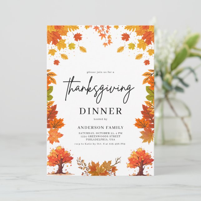 Invitation Fête de Thanksgiving de dîner d'automne cosy (Debout devant)