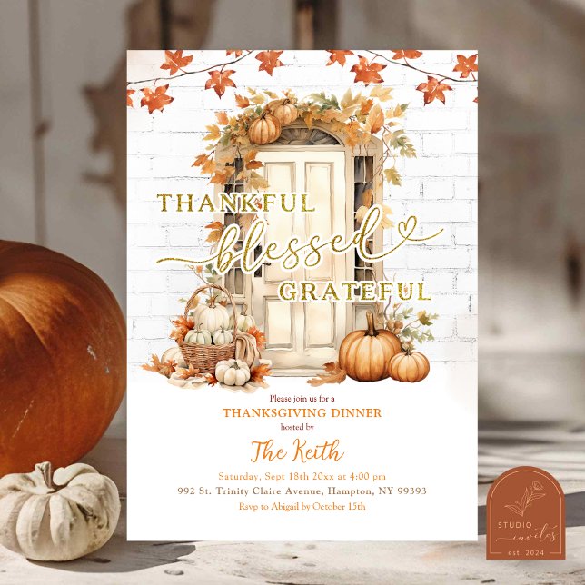 Invitation Fête de Thanksgiving des feuilles d'automne (Créateur téléchargé)