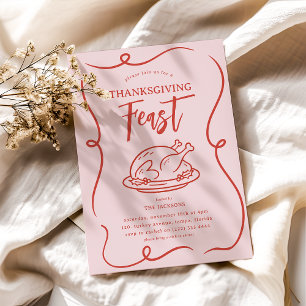 Invitation Fête de Thanksgiving Doodle Amusant