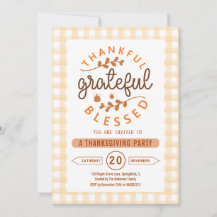 Invitation Fête de Thanksgiving Grateful Bénis