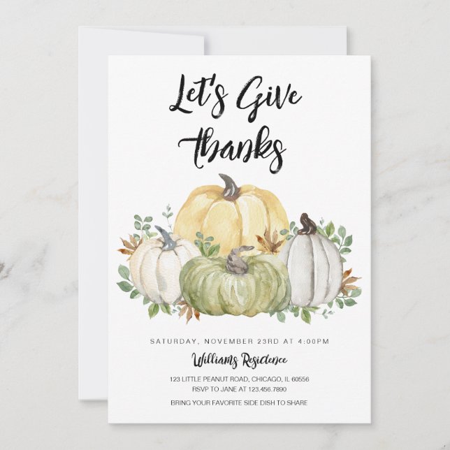 Invitation Fête de Thanksgiving : Rendons Grâce (Devant)