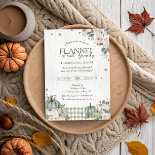 Invitation Fête de Thanksgiving Rustique Flanelle et Amis