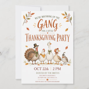 Invitation Fête de Thanksgiving rustique : Rassemblement de l
