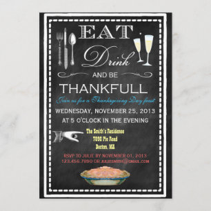 Invitation Fête de Thanksgiving sur tableau noir