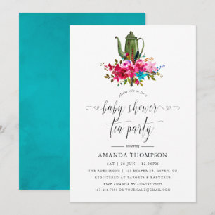 Invitation Fête de thé Bohème Chic Floral pour bébé