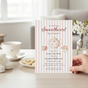 Invitation Fête de thé Chéri Cœur Rose Baby Shower