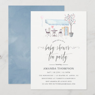 Invitation Fête de thé de baby shower aquarelle Café de Paris