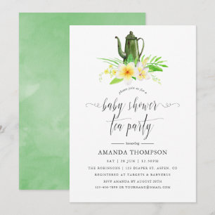 Invitation Fête de thé de baby shower aux fleurs exotiques de