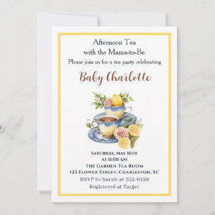 Invitation Fête de thé de bébé à la tasse de citron