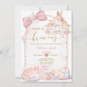Invitation Fête de thé de bébé rose lapin Baby Shower