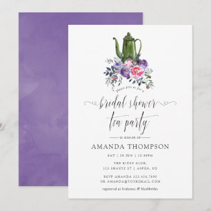 Invitation Fête de thé de mariage floral violet et rose