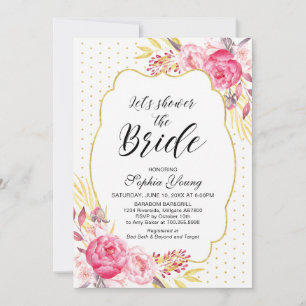 Invitation Fête de thé de mariage rose et or