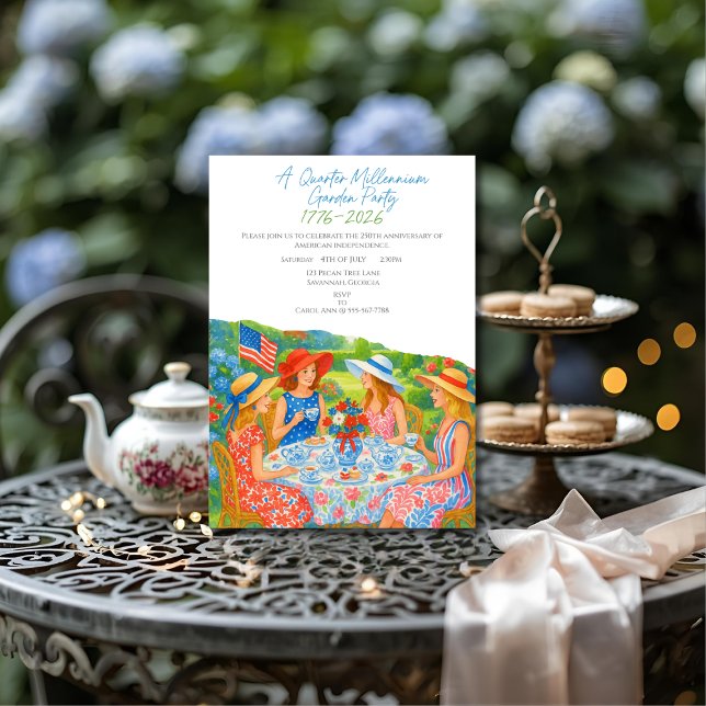 Invitation Fête de thé des dames pour le 250e anniversaire 17 (250th Anniversary Ladies Tea Party 1776-2026 Invitation)