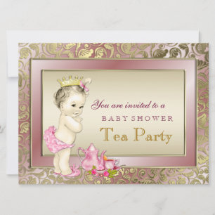 Invitation Fête de thé élégante pour bébé fille