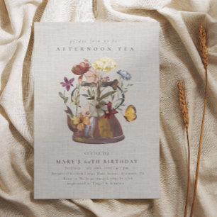 Invitation Fête de thé Fleur sauvage aquarelle Anniversaire