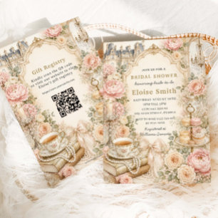 Invitation Fête de thé floral rose Régence pour une douche de