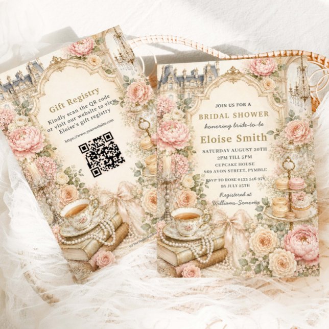 Invitation Fête de thé floral rose Régence pour une douche de (Créateur téléchargé)