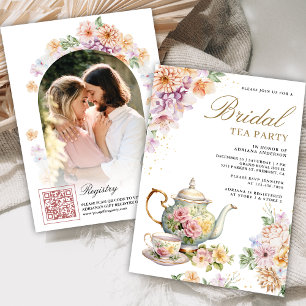 Invitation Fête de thé florale de printemps à l'aquarelle pou