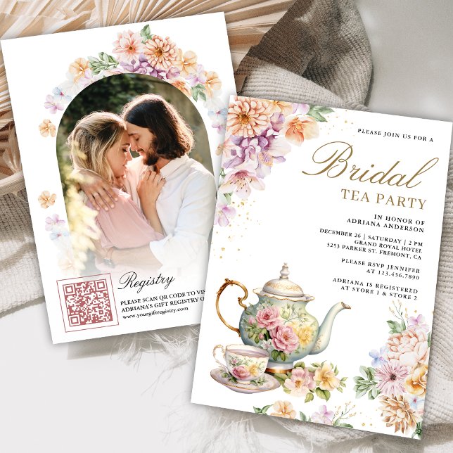Invitation Fête de thé florale de printemps à l'aquarelle pou (Créateur téléchargé)