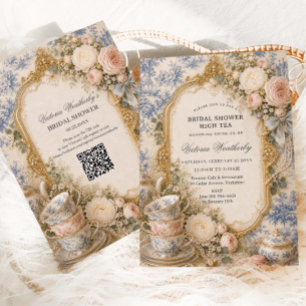 Invitation Fête de thé florale Régence pour enterrement de vi