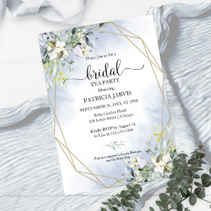 Invitation Fête de thé géométrique de verdure d'eucalyptus de