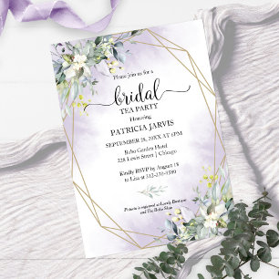 Invitation Fête de thé géométrique de verdure d'eucalyptus po