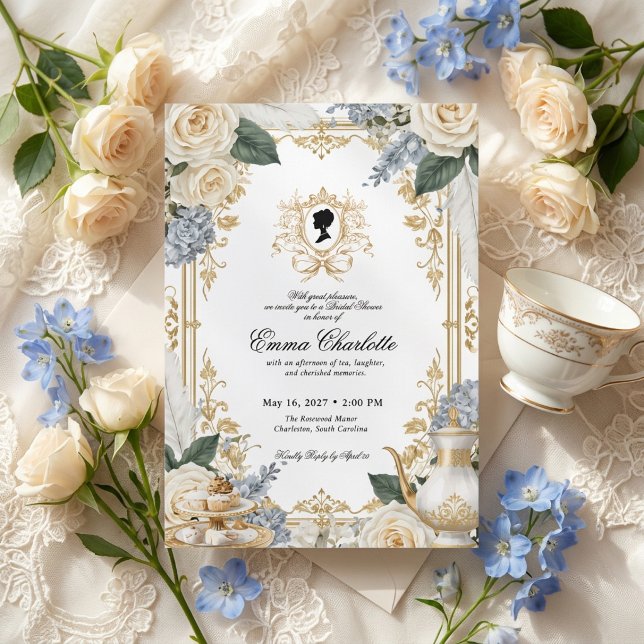 Invitation Fête de thé hivernale de luxe Régence pour la douc (Créateur téléchargé)