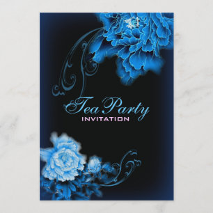Invitation Fête de thé nuptiale à ressort vintage bleu de piv