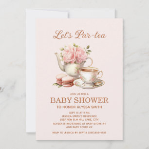 Invitation Fête De Thé Par-Thé Rose Floral Baby Girl