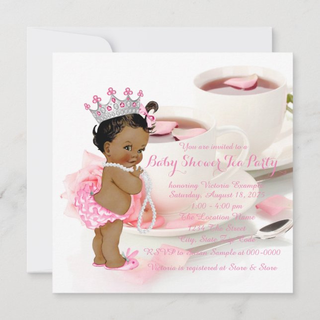 Invitation Fête de thé pour Baby Shower de fille ethnique (Dos)