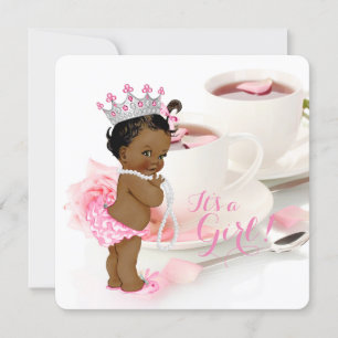 Invitation Fête de thé pour bébé fille afro-américaine