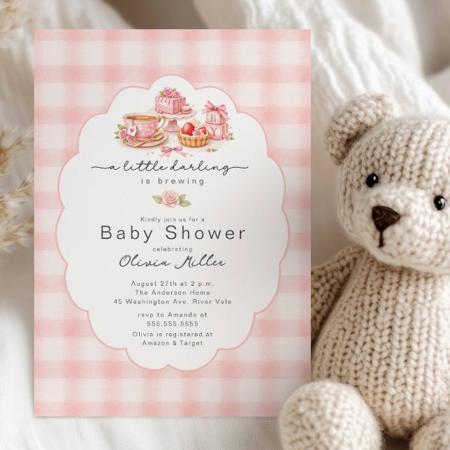 Invitation Fête de thé pour bébé Little Darling (Créateur téléchargé)
