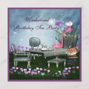Invitation Fête de thé pour l'anniversaire de Wonderland